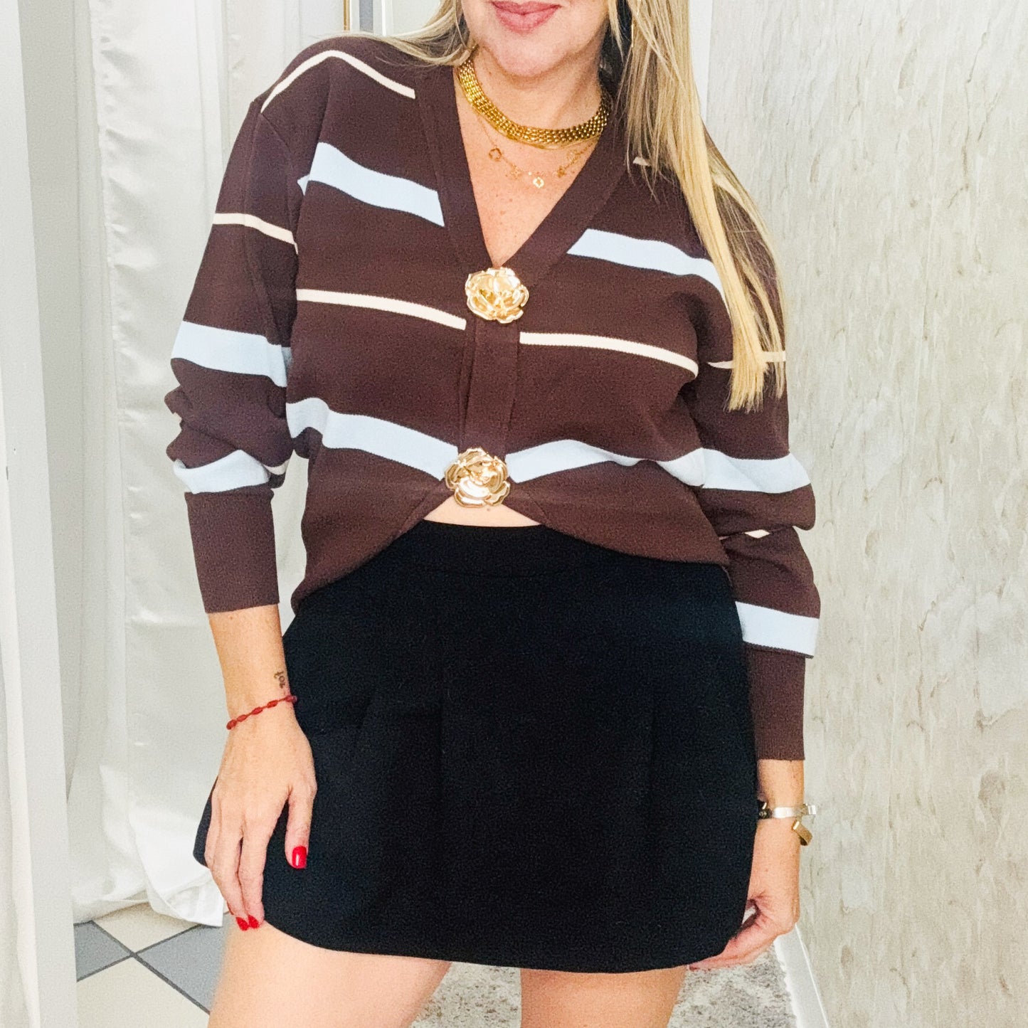 Flower Stripes Cardigan