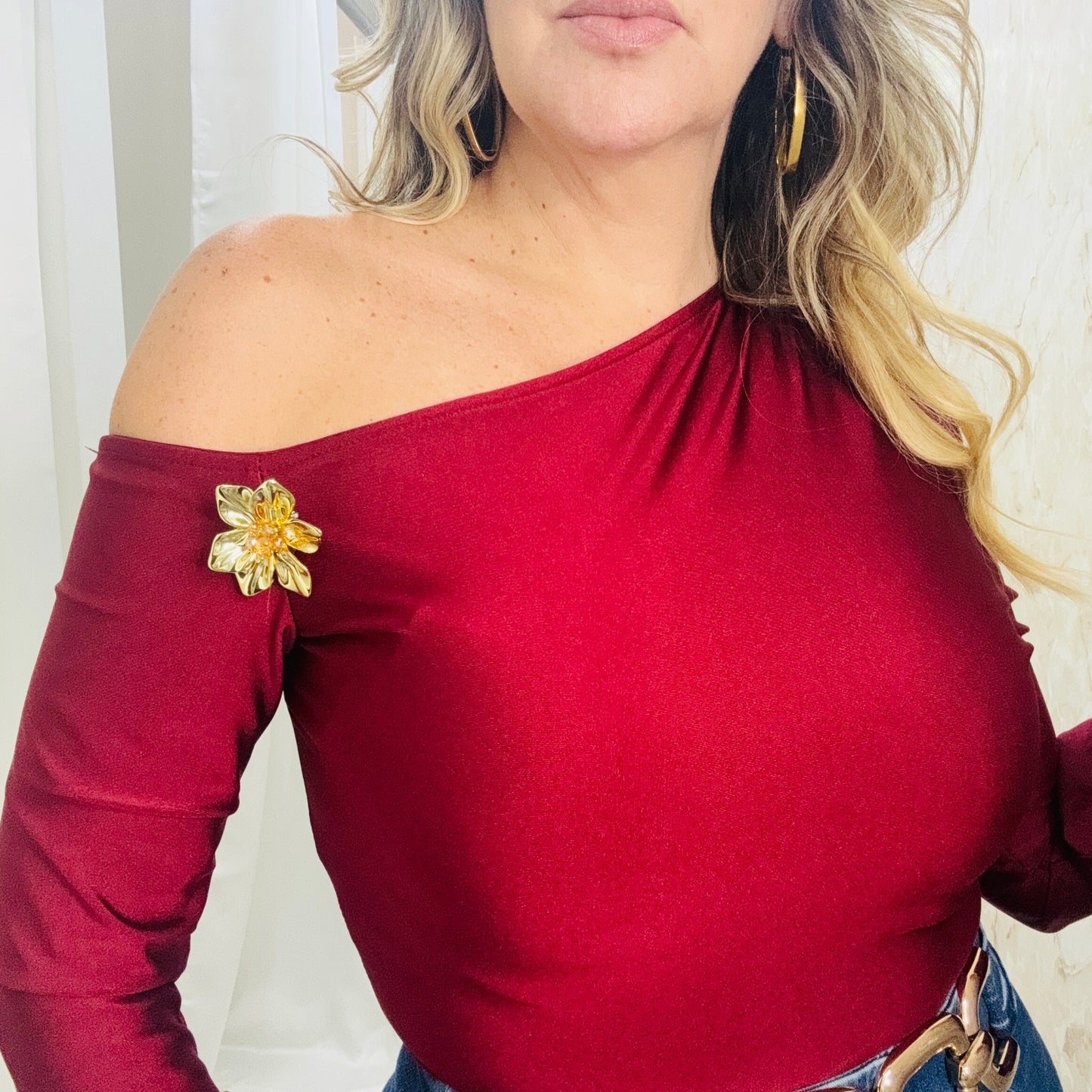 Off The Shoulder Burgundy Top