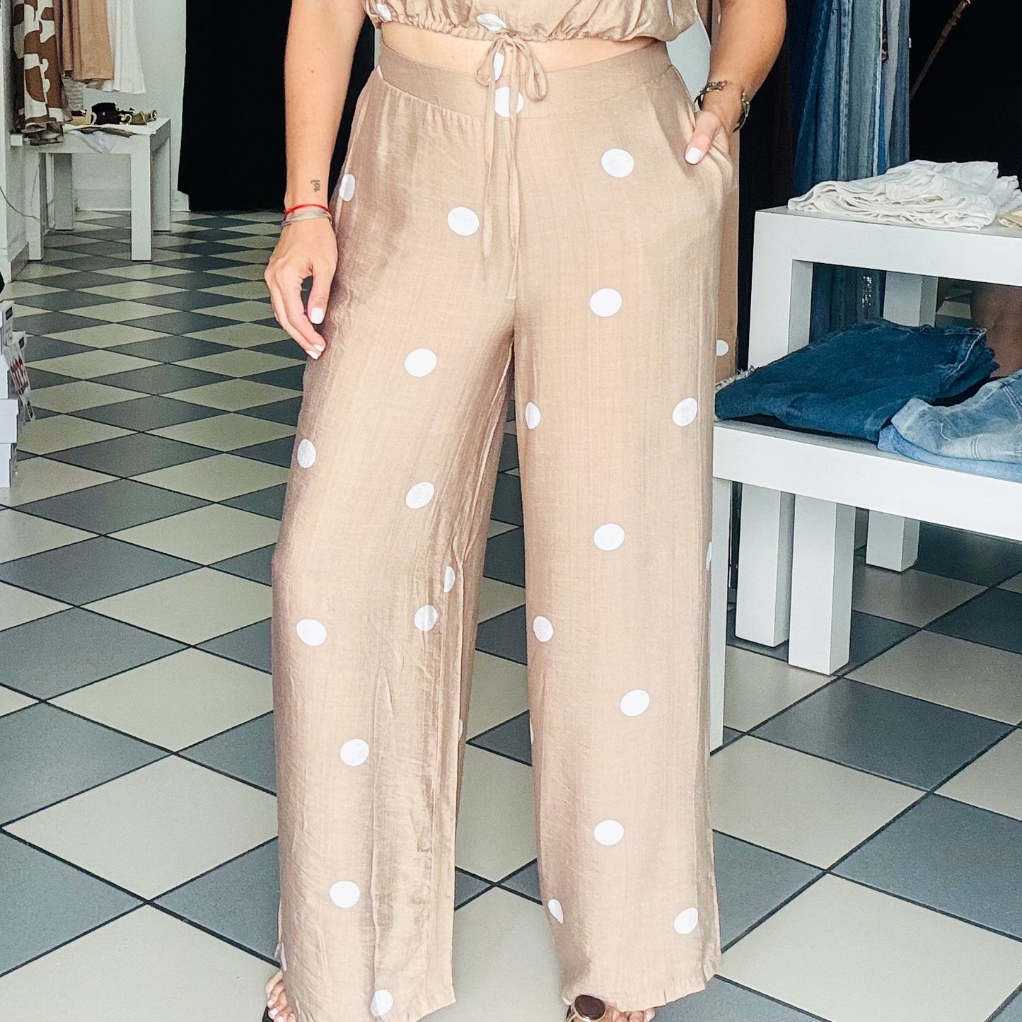 Polka Dots Taupe Pants