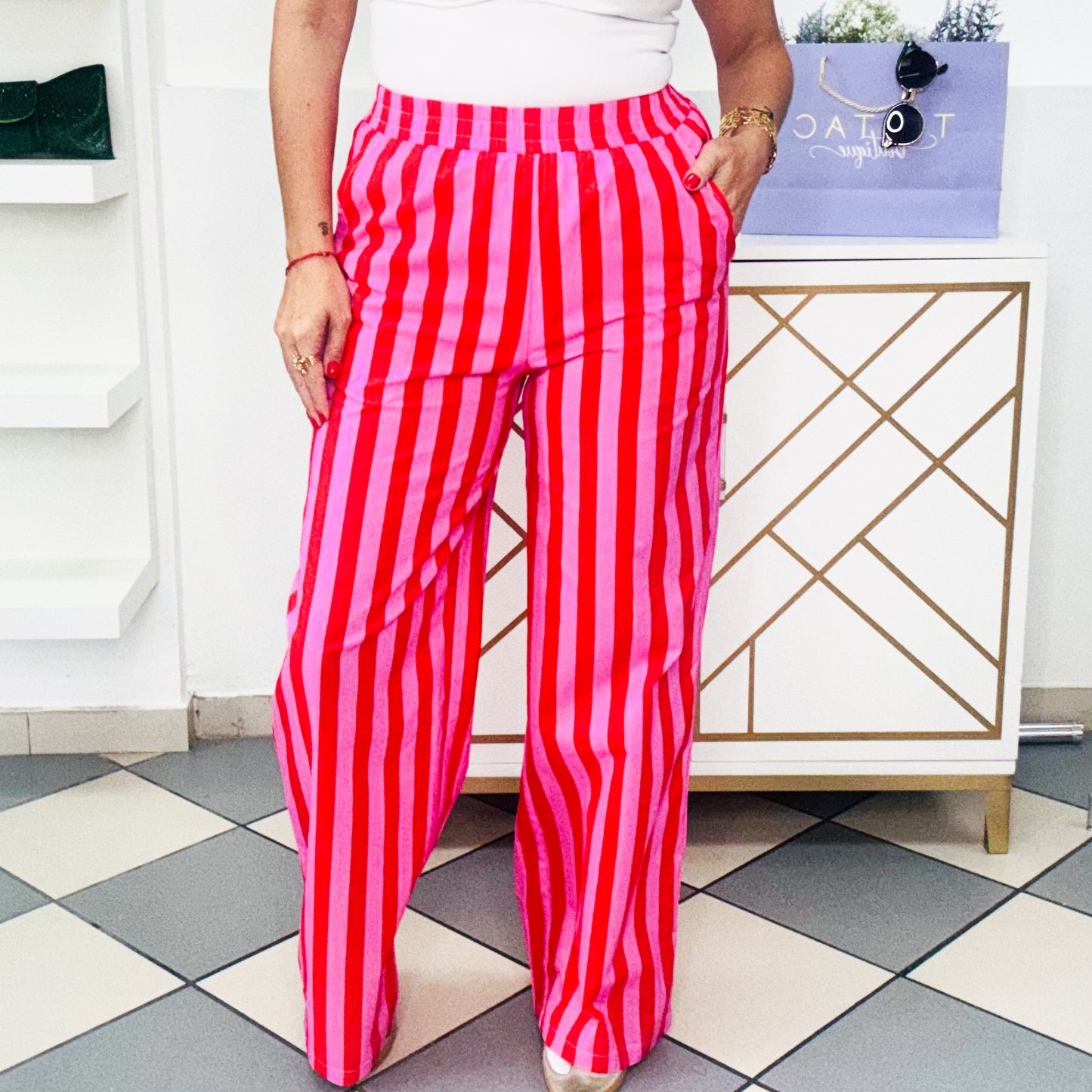 Pink & Red Stripes Pant