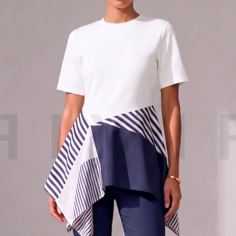 Blue Stripe Peplum Top