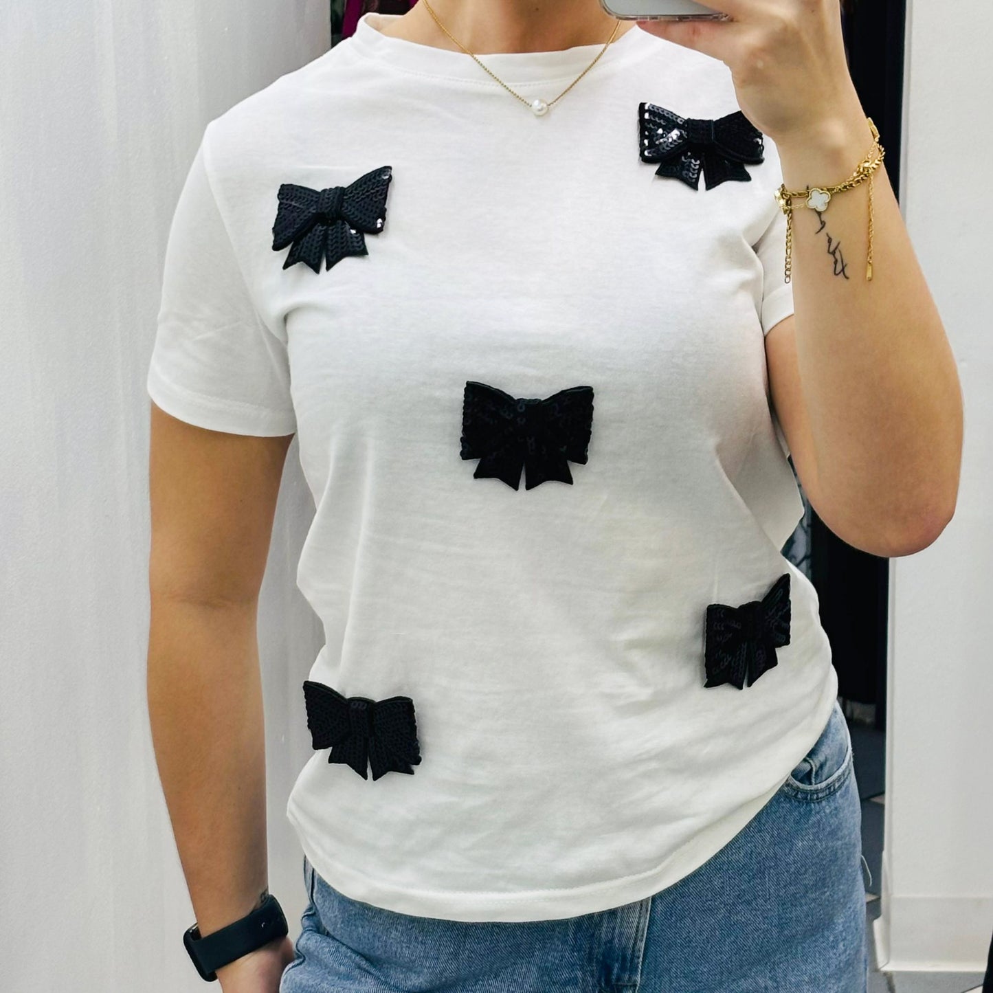 Sequin bow shirt