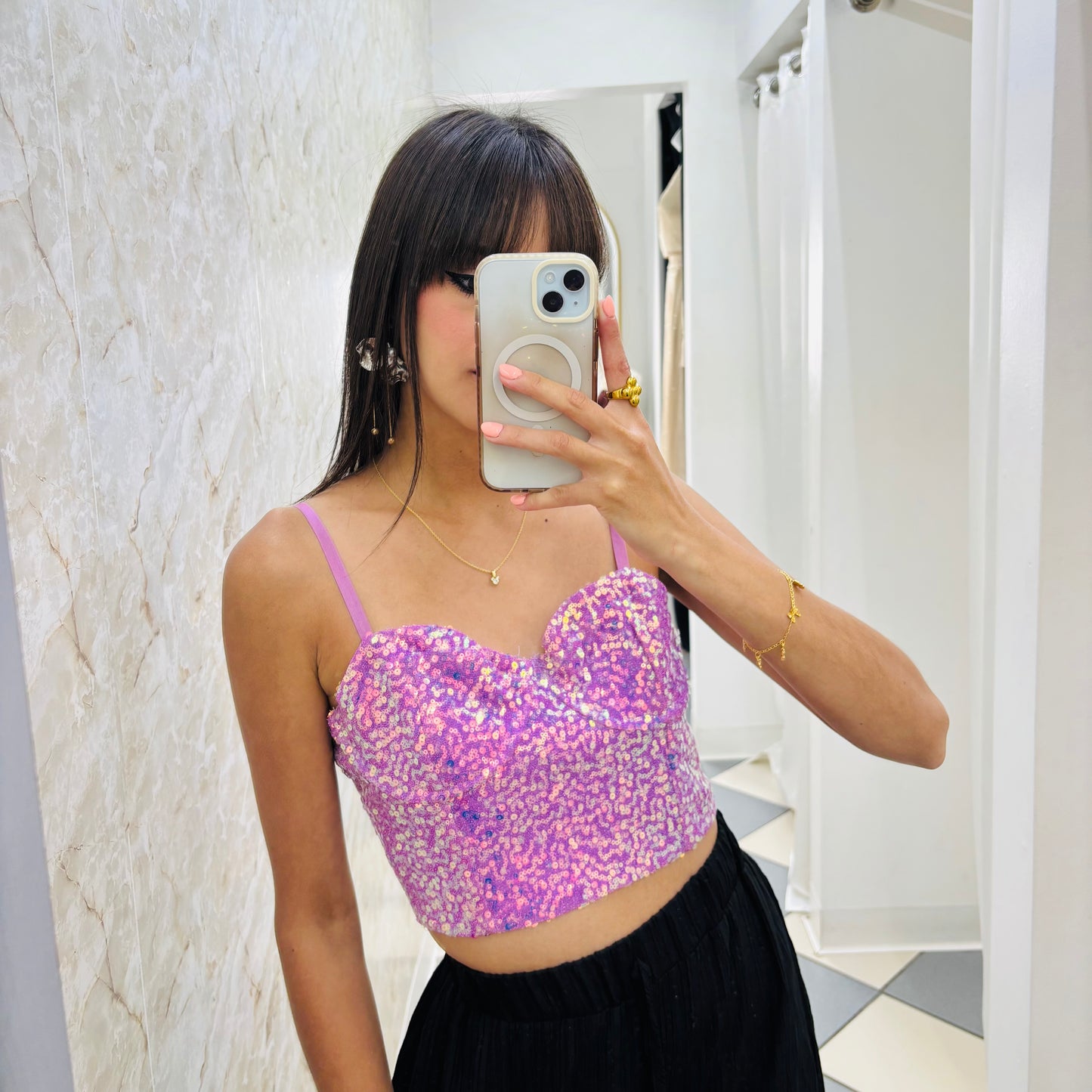 Lila Sequin top