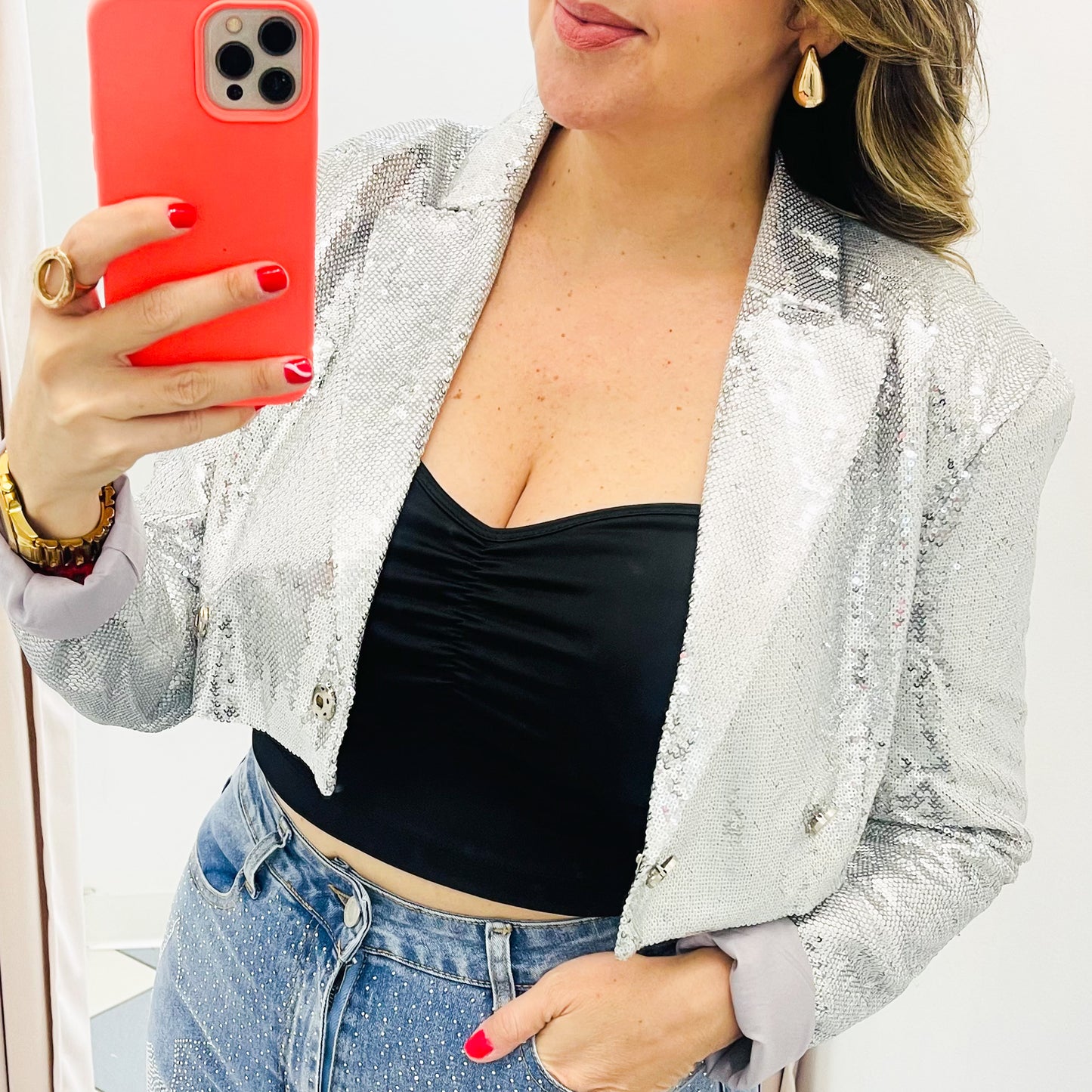 Sequin Crop blazer