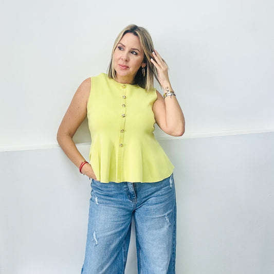 Lime Peplum Top
