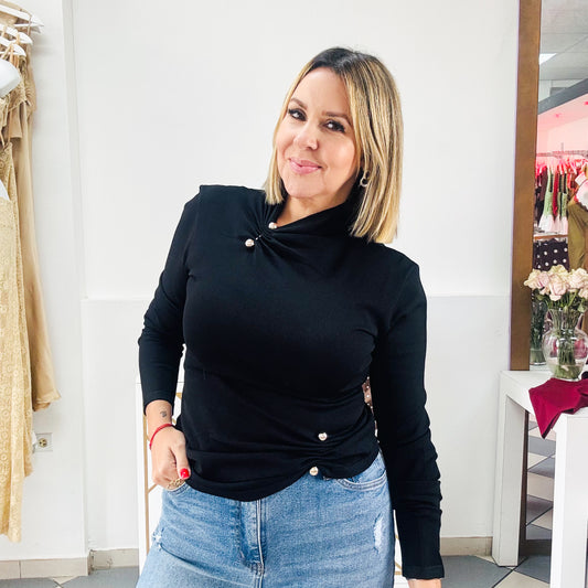 Noir Ruched Top