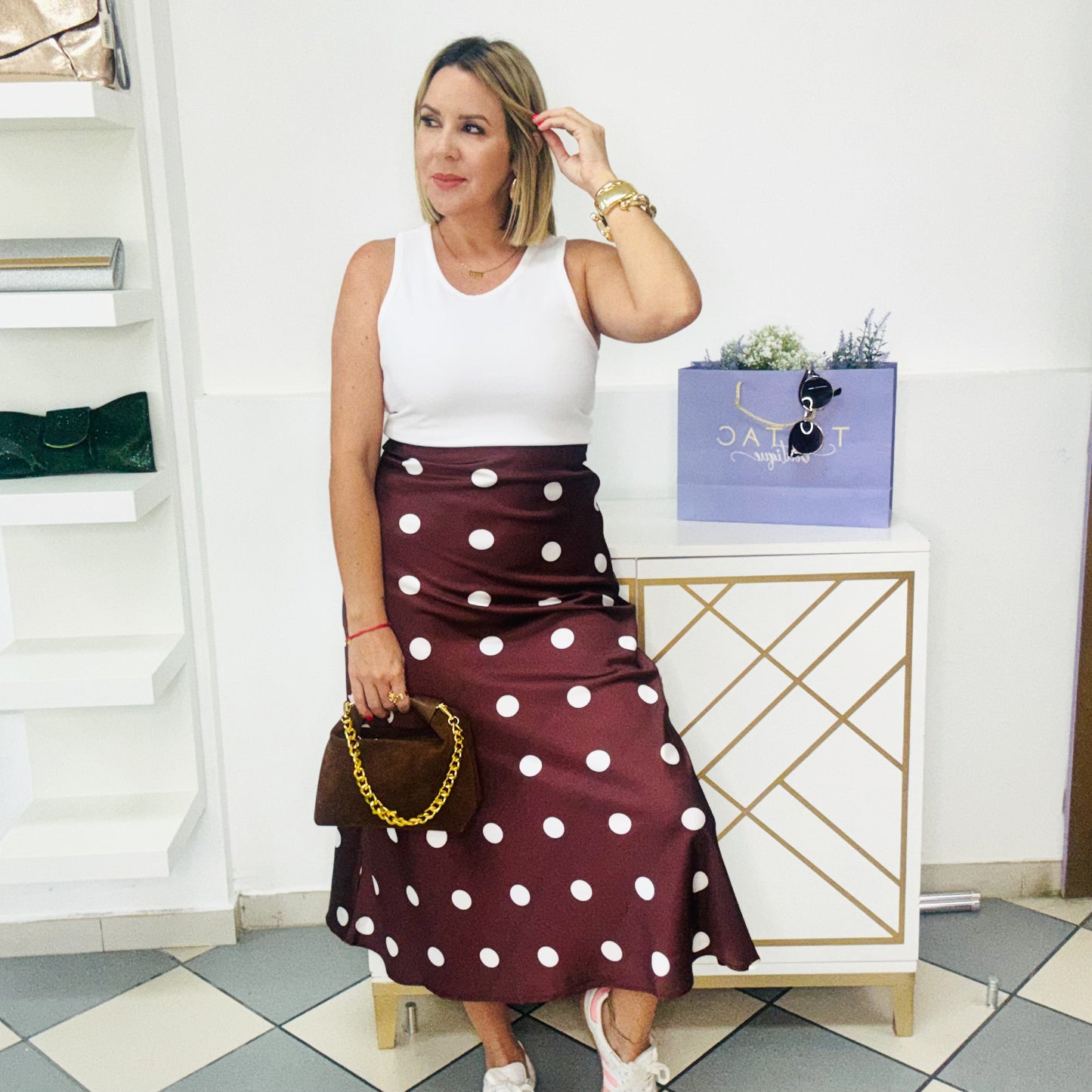 Brown Polka Dots Skirt