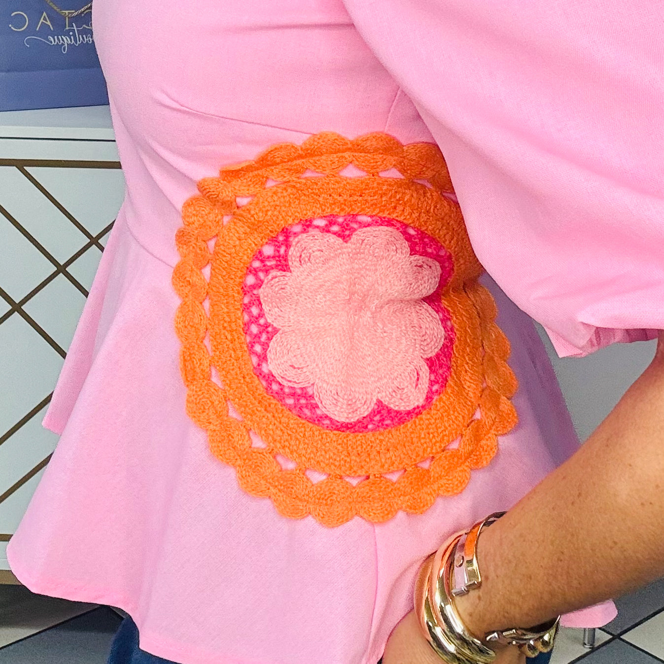 Pink & Organge Linen Top