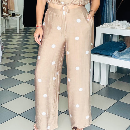 Polka Dots Taupe Pants