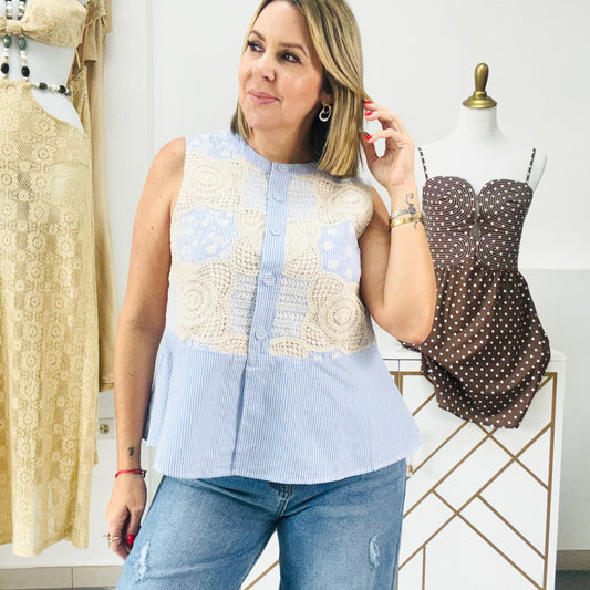 Crochet Stripes Top