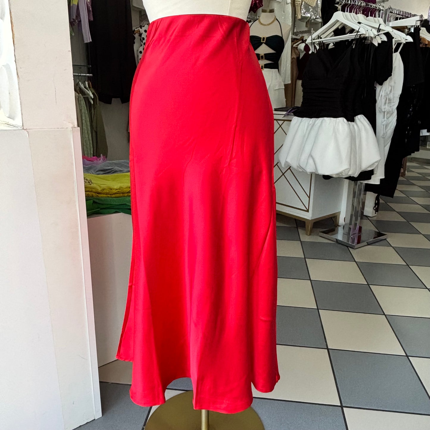 Red Silk Skirt