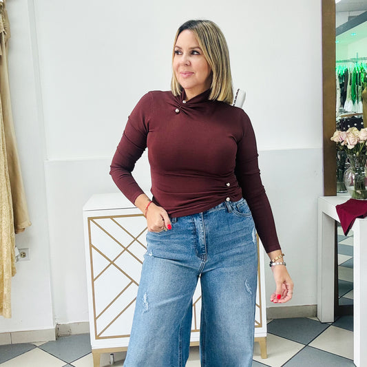 Mocha Ruched Top