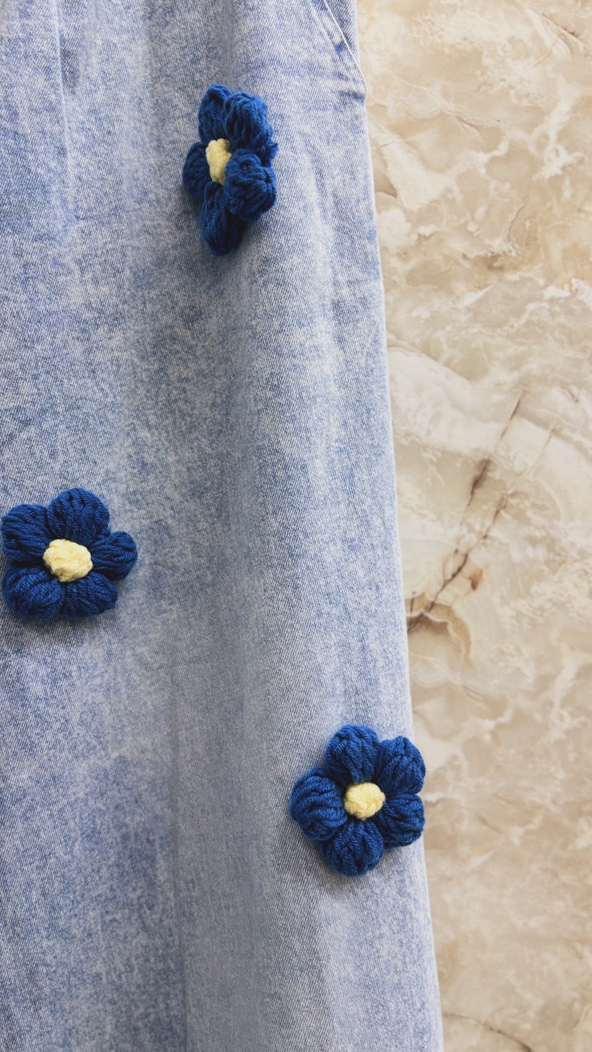 Denim flower pant