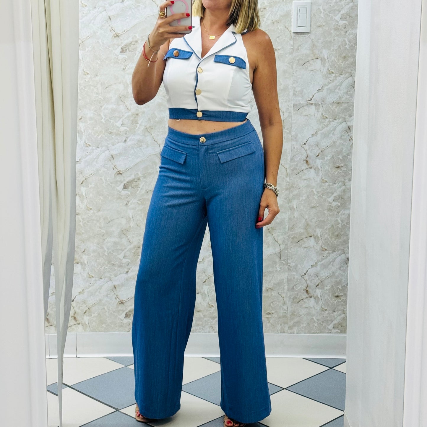 White & Denim Set