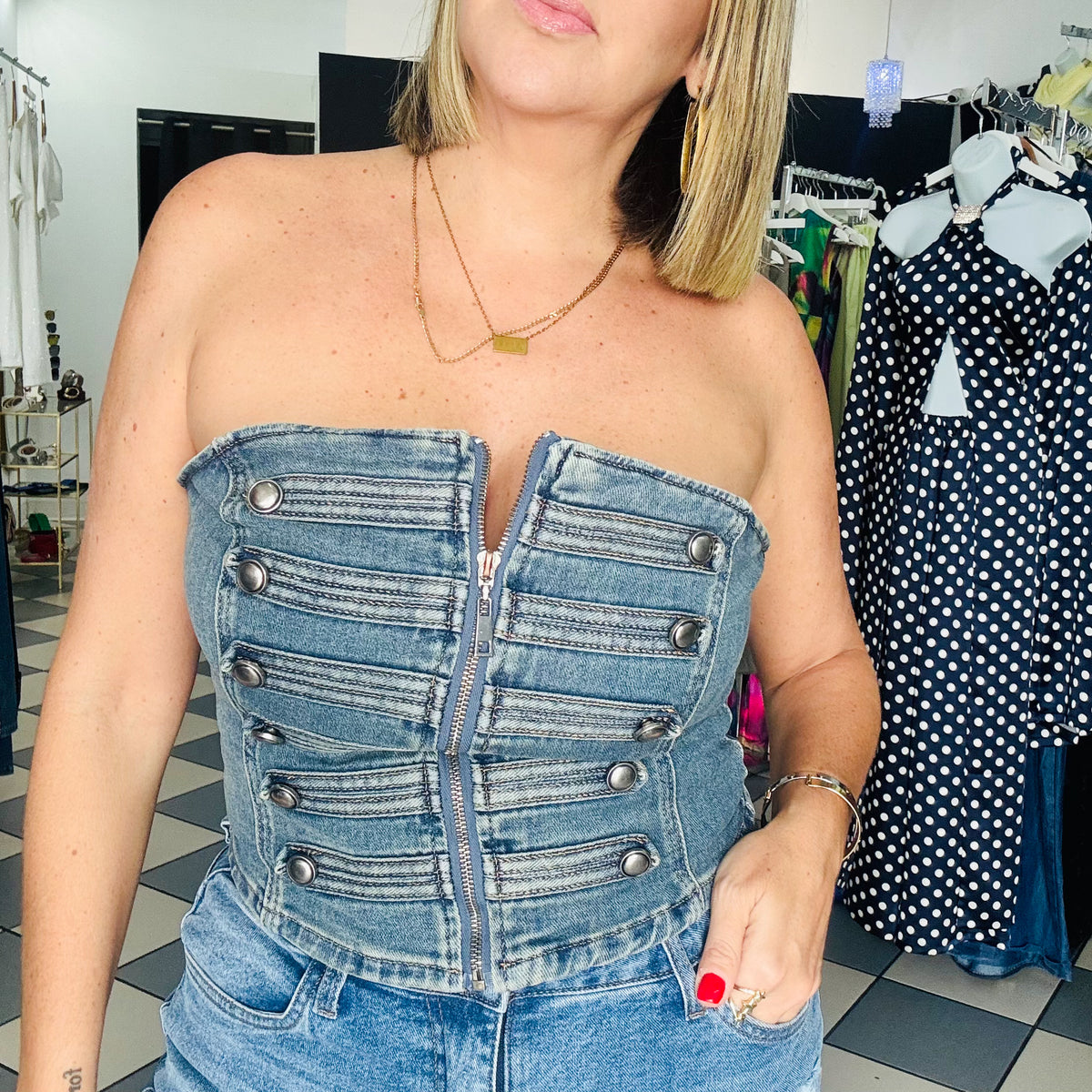 Denim Napoleon Top