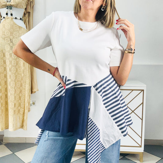 Blue Stripe Peplum Top