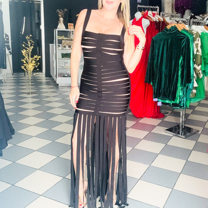 Fringes Black Dress