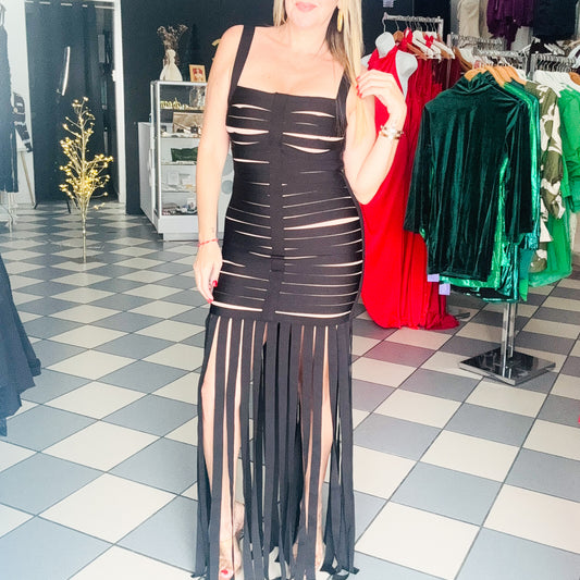 Fringes Black Dress