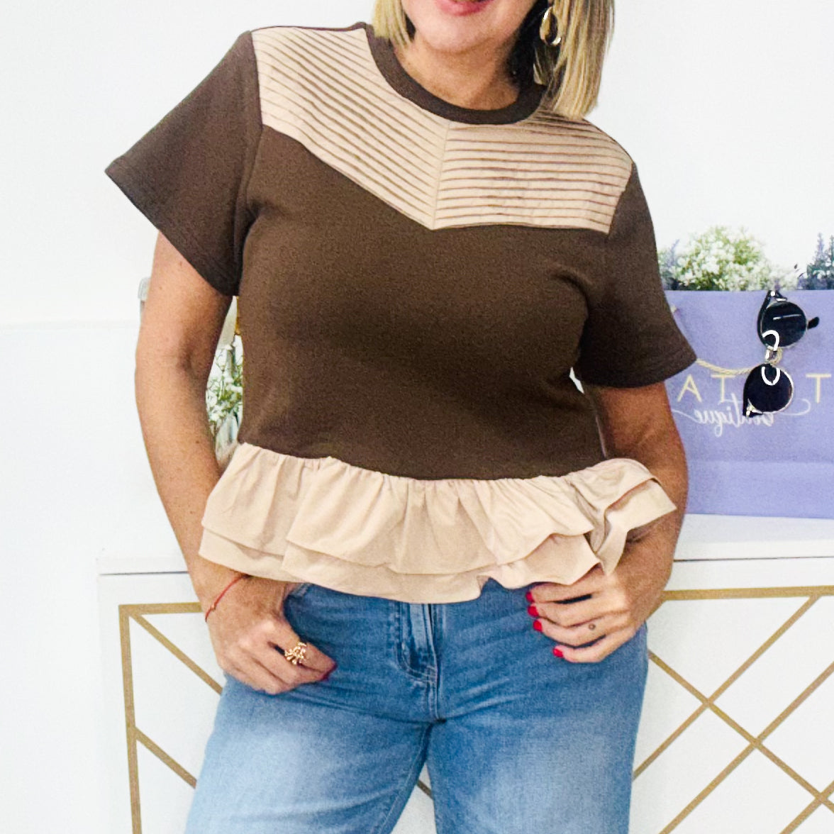 Brown Taupe Top