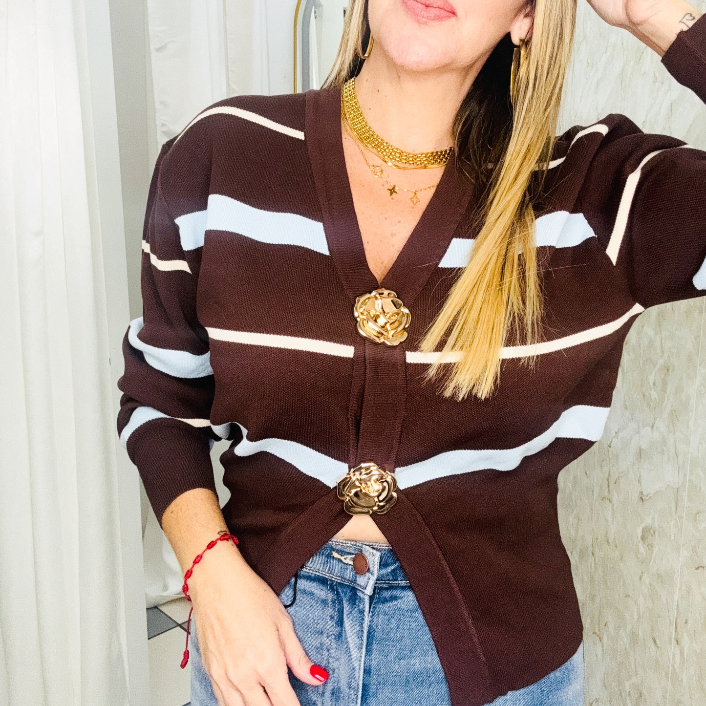 Flower Stripes Cardigan