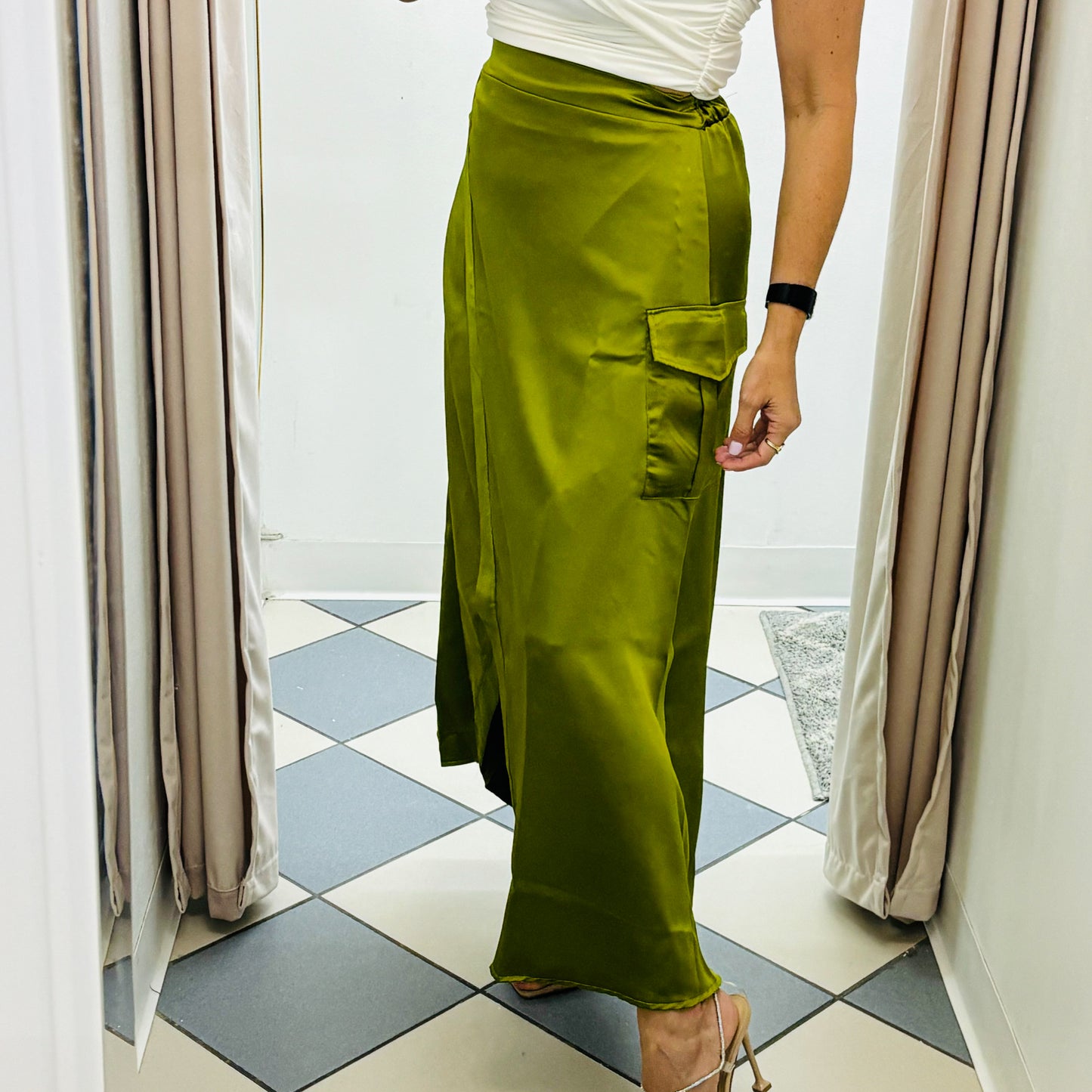 Olive cargo skirt