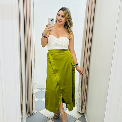 Olive cargo skirt