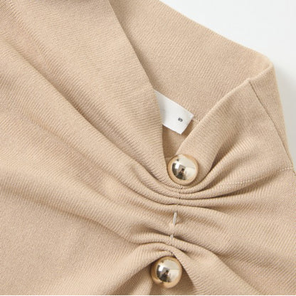Beige Ruched Top