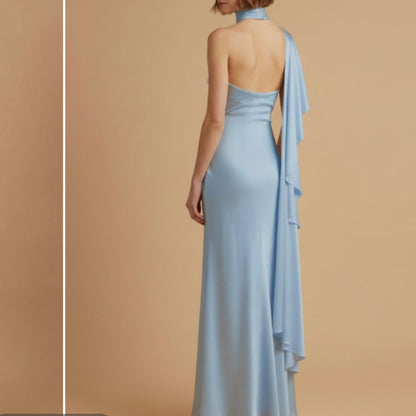 Baby Blue Satin Gown