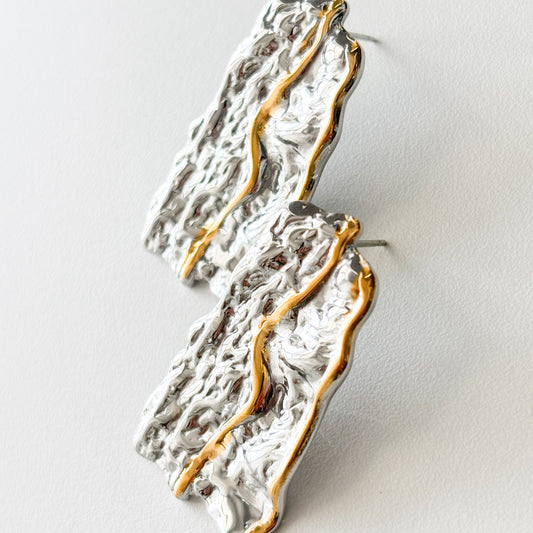Double Tone Abstract Earrings