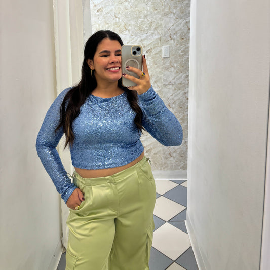 Blue Sequin Top