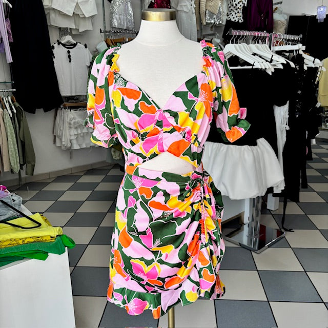 Cut Out Floral Dress