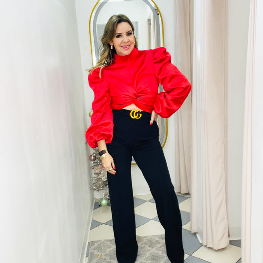 Red Satin blouse